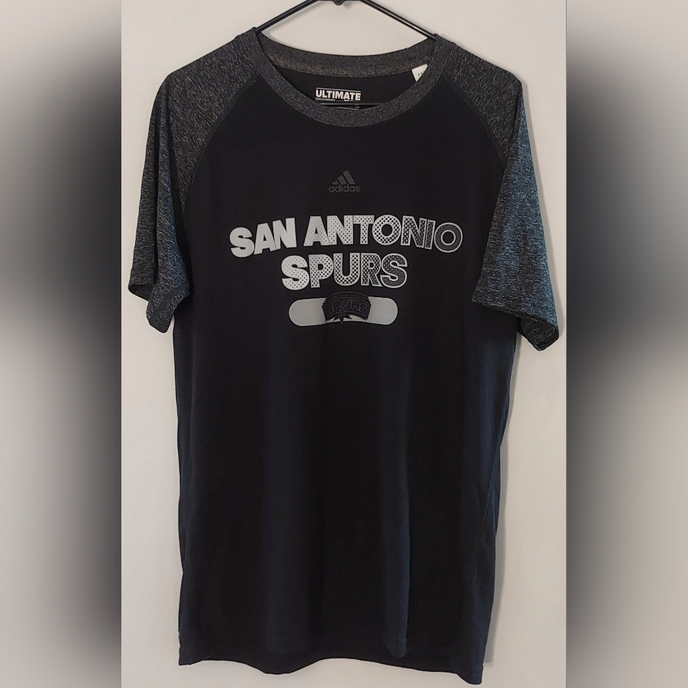 Mens Adidas NBA San Antonio Spurs Climalite Tee-shirt- Black And Gray